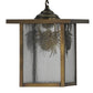 Meyda Lighting Hyde Park 13" Antique Brass Winter Pine Frame With Clear Seeded Shade Glass