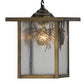 Meyda Lighting Hyde Park 13" Antique Brass Winter Pine Frame With Clear Seeded Shade Glass