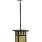 Meyda Lighting Hyde Park 13" Craftsman Brown Double Bar Mission Pendant Light With Beige Shade Glass