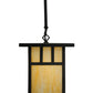Meyda Lighting Hyde Park 13" Craftsman Brown Double Bar Mission Pendant Light With Beige Shade Glass