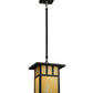 Meyda Lighting Hyde Park 13" Craftsman Brown Double Bar Mission Pendant Light With Beige Shade Glass