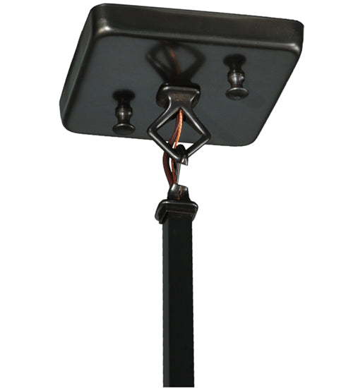 Meyda Lighting Hyde Park 13" Craftsman Brown Double Bar Mission Pendant Light With Beige Shade Glass