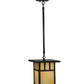 Meyda Lighting Hyde Park 13" Craftsman Brown Double Bar Mission Pendant Light With Beige Shade Glass