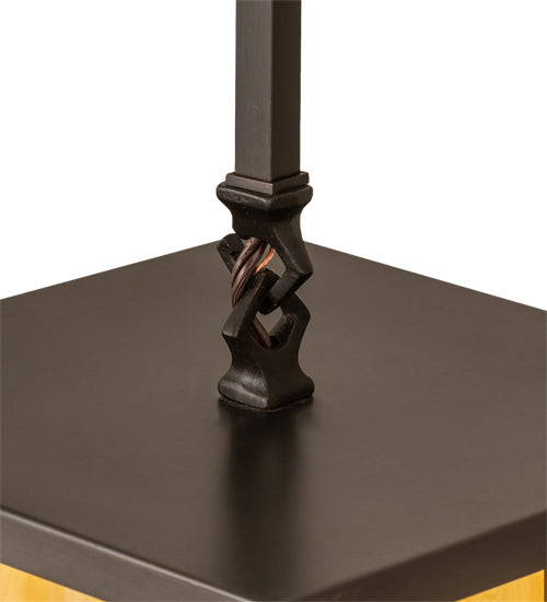 Meyda Lighting Hyde Park 13" Craftsman Brown "H" Mission Pendant Light With Beige Botticino Idalight Shade