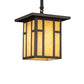 Meyda Lighting Hyde Park 13" Craftsman Brown "H" Mission Pendant Light With Beige Botticino Idalight Shade