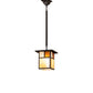 Meyda Lighting Hyde Park 13" Craftsman Brown "T" Mission Pendant Light With Beige & Amber Mica Shade Glass