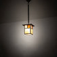 Meyda Lighting Hyde Park 13" Craftsman Brown "T" Mission Pendant Light With Beige & Amber Mica Shade Glass