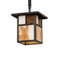 Meyda Lighting Hyde Park 13" Craftsman Brown "T" Mission Pendant Light With Beige & Amber Mica Shade Glass