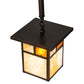 Meyda Lighting Hyde Park 13" Craftsman Brown "T" Mission Pendant Light With Beige & Amber Mica Shade Glass
