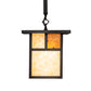 Meyda Lighting Hyde Park 13" Craftsman Brown "T" Mission Pendant Light With Beige & Amber Mica Shade Glass
