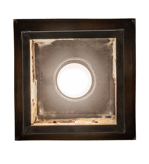 Meyda Lighting Hyde Park 13" Craftsman Brown "T" Mission Pendant Light With Beige & Amber Mica Shade Glass