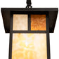 Meyda Lighting Hyde Park 13" Craftsman Brown "T" Mission Pendant Light With Beige & Amber Mica Shade Glass