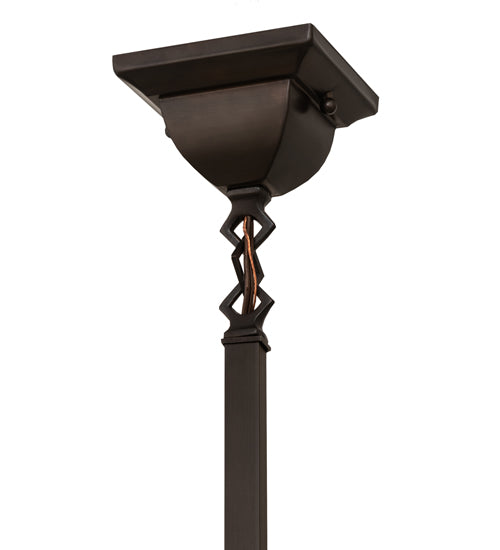 Meyda Lighting Hyde Park 13" Craftsman Brown "T" Mission Pendant Light With Beige & Amber Mica Shade Glass