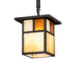 Meyda Lighting Hyde Park 13" Craftsman Brown "T" Mission Pendant Light With Beige & Amber Mica Shade Glass