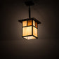 Meyda Lighting Hyde Park 13" Craftsman Brown "T" Mission Pendant Light With Beige Iridescent Glass & Amber Mica Shade