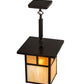 Meyda Lighting Hyde Park 13" Craftsman Brown "T" Mission Pendant Light With Beige Iridescent Glass & Amber Mica Shade