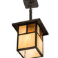 Meyda Lighting Hyde Park 13" Craftsman Brown "T" Mission Pendant Light With Beige Iridescent Glass & Amber Mica Shade