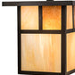 Meyda Lighting Hyde Park 13" Craftsman Brown "T" Mission Pendant Light With Beige Iridescent Glass & Amber Mica Shade