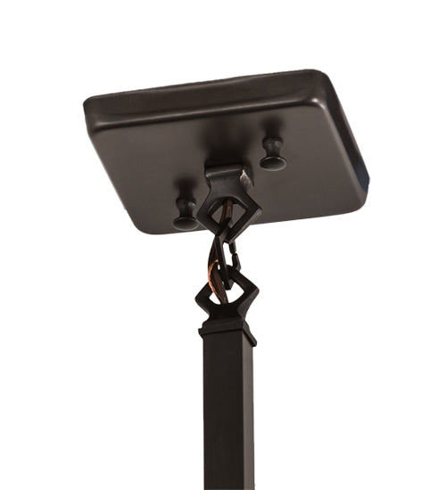 Meyda Lighting Hyde Park 13" Craftsman Brown "T" Mission Pendant Light With Beige Iridescent Glass & Amber Mica Shade