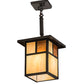Meyda Lighting Hyde Park 13" Craftsman Brown "T" Mission Pendant Light With Beige Iridescent Glass & Amber Mica Shade