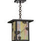 Meyda Lighting Hyde Park 13" Craftsman Brown Vine Leaf Pendant Light With Beige Iridescent Shade Glass