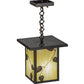 Meyda Lighting Hyde Park 13" Craftsman Brown Vine Leaf Pendant Light With Beige Iridescent Shade Glass