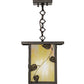 Meyda Lighting Hyde Park 13" Craftsman Brown Vine Leaf Pendant Light With Beige Iridescent Shade Glass