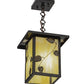 Meyda Lighting Hyde Park 13" Craftsman Brown Vine Leaf Pendant Light With Beige Iridescent Shade Glass