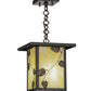 Meyda Lighting Hyde Park 13" Craftsman Brown Vine Leaf Pendant Light With Beige Iridescent Shade Glass