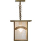 Meyda Lighting Hyde Park 13" Satin Brass Mountain View Pendant Light With Clear Seeded Shade Glass