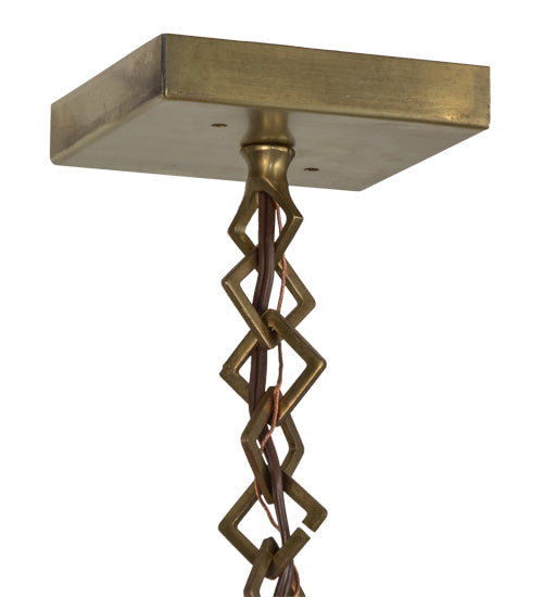 Meyda Lighting Hyde Park 13" Satin Brass Mountain View Pendant Light With Clear Seeded Shade Glass
