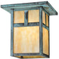 Meyda Lighting Hyde Park 13" Verdigris T Mission Flush Mount Light With Beige Iridescent Shade Glass