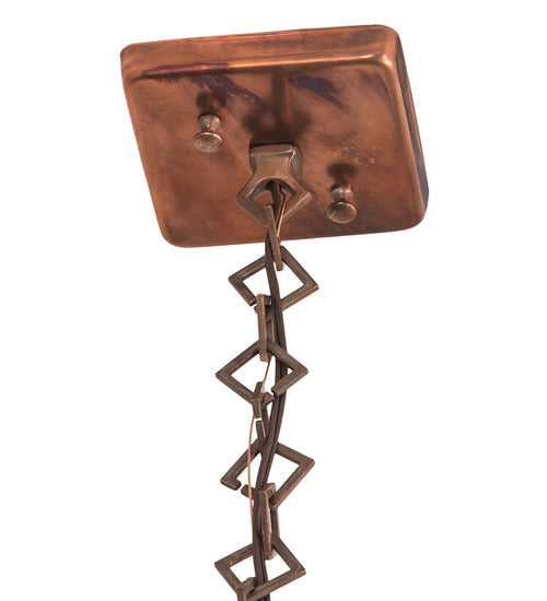 Meyda Lighting Hyde Park 13" Vintage Copper Spider Web Pendant Light With Clear Leaf Shade Glass