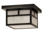 Meyda Lighting Hyde Park 14" 2-Light Craftsman Brown "T" Mission Flush Mount Light With Frosted Seeded Shade Glass