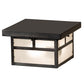 Meyda Lighting Hyde Park 14" 2-Light Craftsman Brown "T" Mission Flush Mount Light With Frosted Seeded Shade Glass