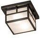 Meyda Lighting Hyde Park 14" 2-Light Craftsman Brown "T" Mission Flush Mount Light With Frosted Seeded Shade Glass