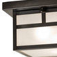 Meyda Lighting Hyde Park 14" 2-Light Craftsman Brown "T" Mission Flush Mount Light With Frosted Seeded Shade Glass