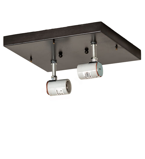 Meyda Lighting Hyde Park 14" 2-Light Craftsman Brown "T" Mission Flush Mount Light With Frosted Seeded Shade Glass