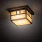 Meyda Lighting Hyde Park 14" Antique Brass Double Bar Mission Flush Mount Light With Beige Smooth Art Shade Glass