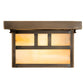 Meyda Lighting Hyde Park 14" Antique Brass Double Bar Mission Flush Mount Light With Beige Smooth Art Shade Glass