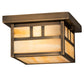Meyda Lighting Hyde Park 14" Antique Brass Double Bar Mission Flush Mount Light With Beige Smooth Art Shade Glass