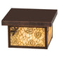 Meyda Lighting Hyde Park 14" Antique Copper Lotus Leaf and Dragonfly Flush Mount Light With Beige Iridescent Shade Glass