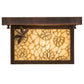Meyda Lighting Hyde Park 14" Antique Copper Lotus Leaf and Dragonfly Flush Mount Light With Beige Iridescent Shade Glass
