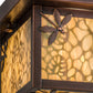 Meyda Lighting Hyde Park 14" Antique Copper Lotus Leaf and Dragonfly Flush Mount Light With Beige Iridescent Shade Glass
