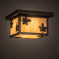 Meyda Lighting Hyde Park 14" Antique Copper Maple Leaf Flush Mount Light With Beige Iridescent Shade Glass