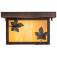 Meyda Lighting Hyde Park 14" Antique Copper Maple Leaf Flush Mount Light With Beige Iridescent Shade Glass