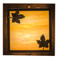 Meyda Lighting Hyde Park 14" Antique Copper Maple Leaf Flush Mount Light With Beige Iridescent Shade Glass