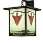 Meyda Lighting Hyde Park 14" Craftsman Brown Arrowhead Wall Sconce With Green Seafoam Flemish Art Shade Glass