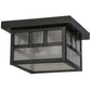 Meyda Lighting Hyde Park 14" Craftsman Brown Double Bar Mission Flush Mount Light With Clear Seeded Shade Glass