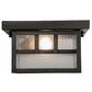 Meyda Lighting Hyde Park 14" Craftsman Brown Double Bar Mission Flush Mount Light With Clear Seeded Shade Glass